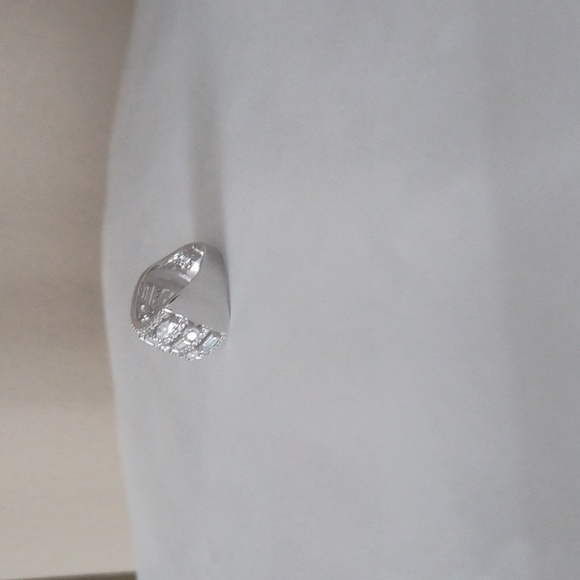 Sterling Silver and Cubic Zirconia Mixed Stone Wide Ring Size 6 - Picture 2 of 4